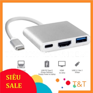 Cáp chuyển đổi từ type c sang hdmi kết nối tivi máy chiếu + usb 3.0 kết nối phím chuột... cáp typec to hdmi