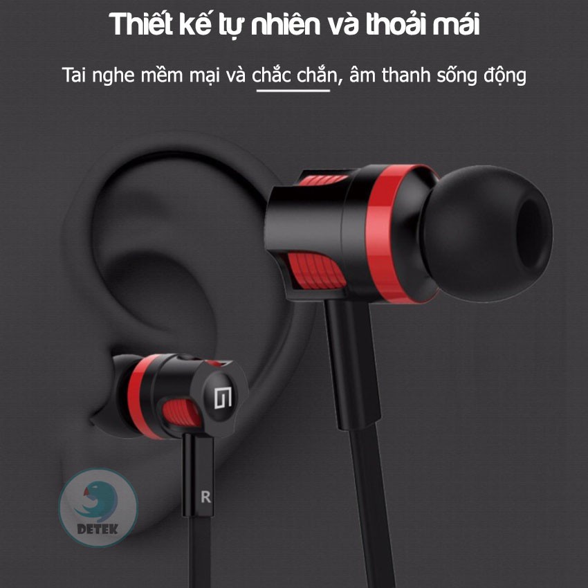 Tai Nghe Earphone Langsdom JM26 Super Bass Màu Đen Phối Đỏ