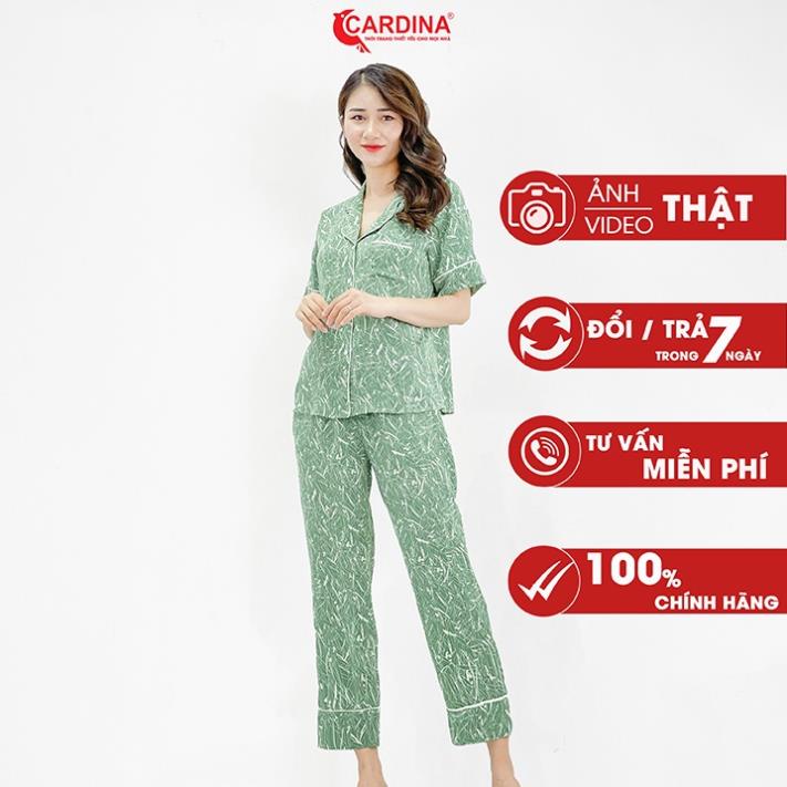 Đồ Bộ Pijama Nữ 𝐂𝐀𝐑𝐃𝐈𝐍𝐀 Cộc Tay Quần Culottes Chất Lụa Nhật Cao Cấp Họa Tiết Nhẹ Nhàng, Trẻ Trung 1Pi14 ⚡
