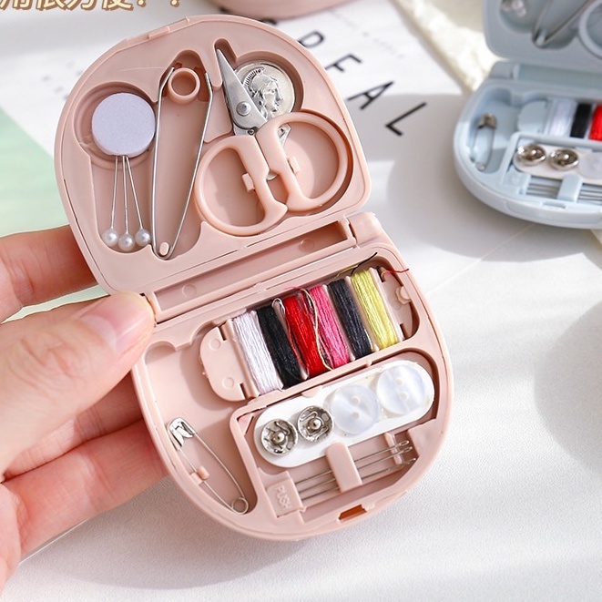Hộp Kim Chỉ Gấp Gọn Hoạt Hình Syle Hàn Quốc - Bộ Dụng Cụ Kim Chỉ May Vá Mini Bỏ Túi