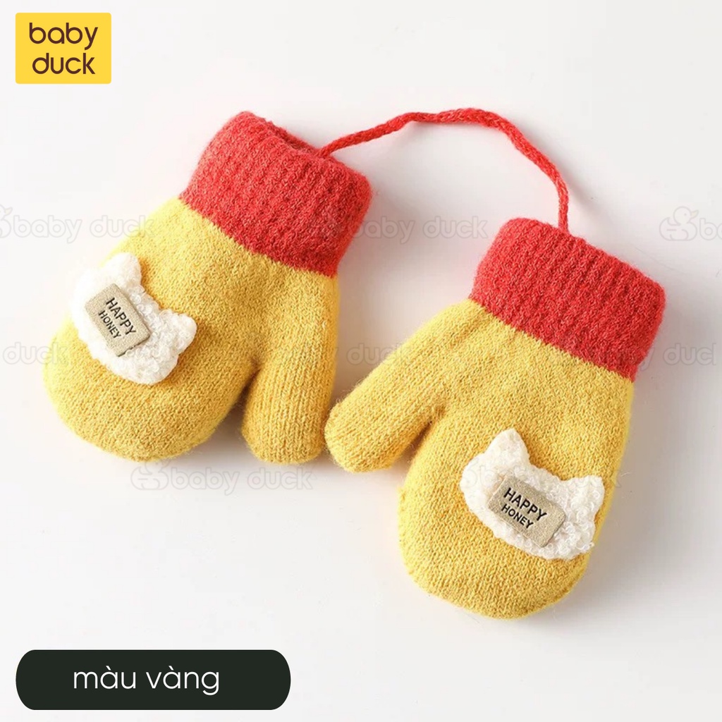 Găng tay len lót nỉ siêu ấm cho bé mùa đông 0-3 tuổi, bao tay trẻ em