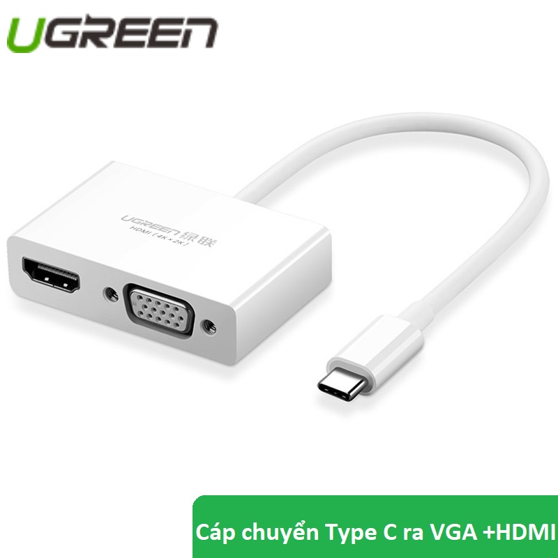 Cáp Chuyển USB Type C to HDMI/VGA Full HD 3D 4Kx2K Ugreen 30843 - HÀNG CHÍNH HÃNG