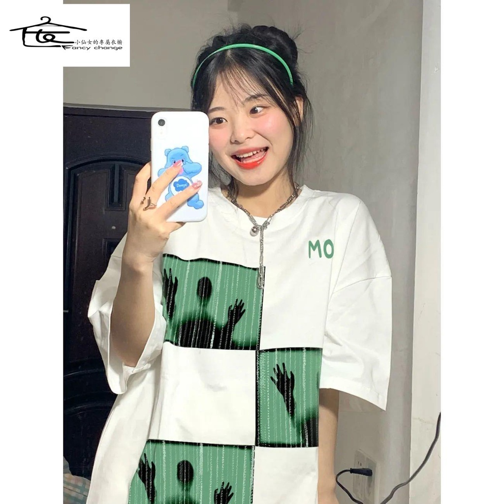 Áo Thun Tay Ngắn Dáng Rộng Chất Liệu Cotton 100% Thiết Kế Mới Thời Trang Mùa Hè Theo Phong Cách Hàn Quốc Cho Nữ