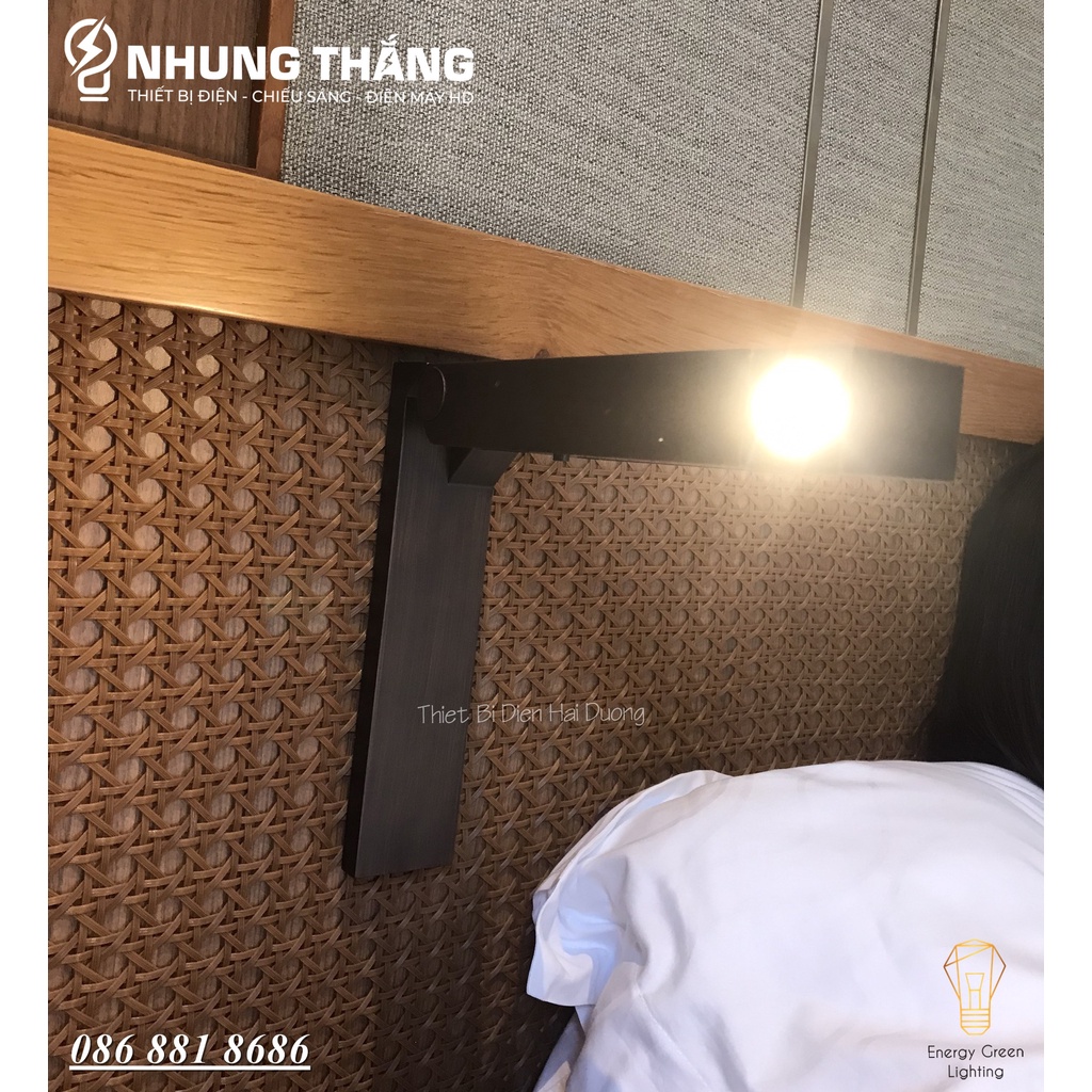 Đèn Led Đọc Sách Chiếu Điểm Đầu giường DT-1089 - Thân Nhôm Cao Cấp - Điều Chỉnh Được Góc Chiếu - Ánh Sáng Vàng