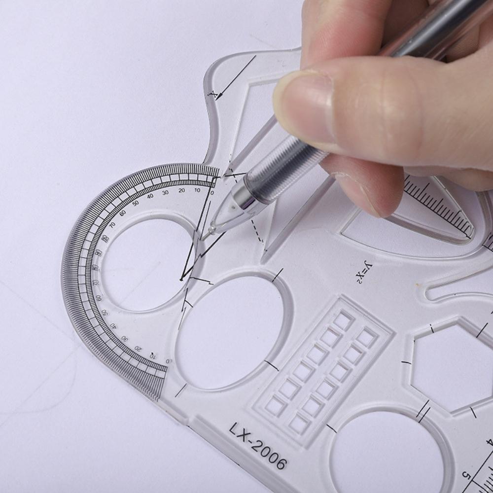 Thước nhựa dẻo vẽ hình học Pison D18,5 x C11,5cm đa năng tiện dụng cho học sinh - 1 cái