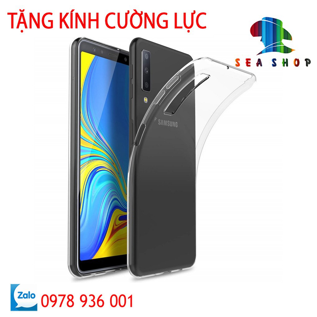 [TẶNG KÍNH CƯỜNG LỰC] Ốp lưng Samsung Galaxy A7 2018 - A750 silicon trong suốt