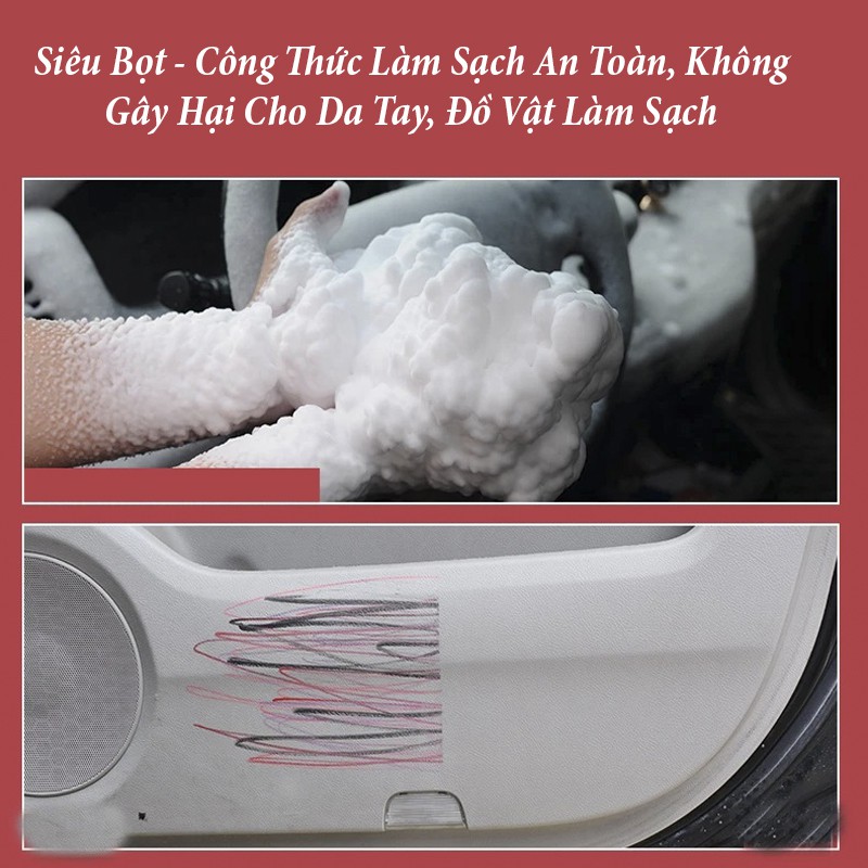 Bộ 2 Chai Xịt Bọt Đa Năng Vệ Sinh Ghế Da, Ghế Nỉ, Ghế Vải, Nội Thất Ô Tô Foam Cleaner D-VN