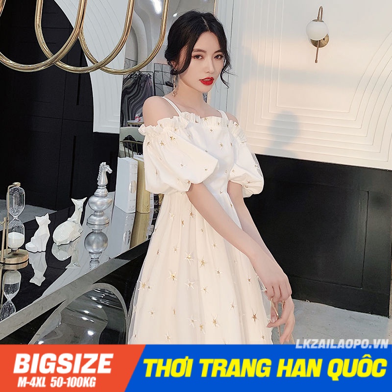 Đầm dự tiệc dáng ôm Bigsize Váy nữ tay ngắn trễ vai hở vai mùa hè Phong cách Hàn Quốc Thời Trang tiểu thư cá tính xinh đẹp bigsizegiaree