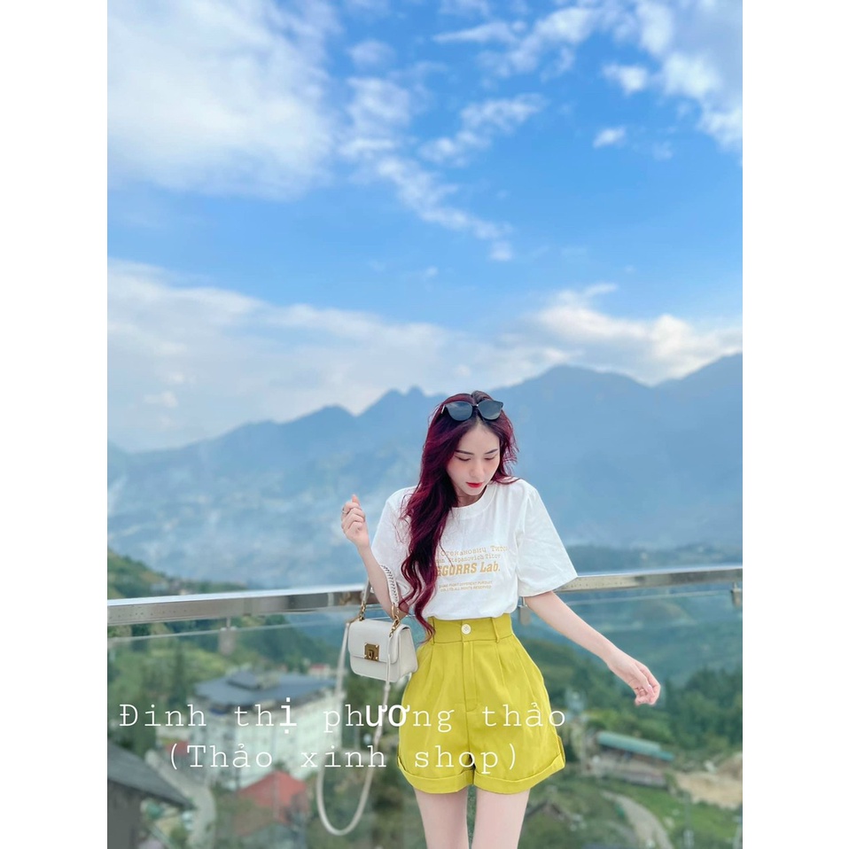 (Sale FreeShip) Sét bộ đùi nữ,áo phông in chữ nổi mix quần gập lai có túi,chất đẹp hàng chuẩn shop,diện đi đâu cũng xinh