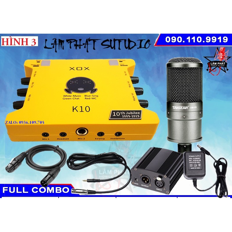 [Mã 157ELSALE hoàn 7% đơn 300K]  Full Combo Sound Card K10 2020 Và Micro Takstar SM-8B