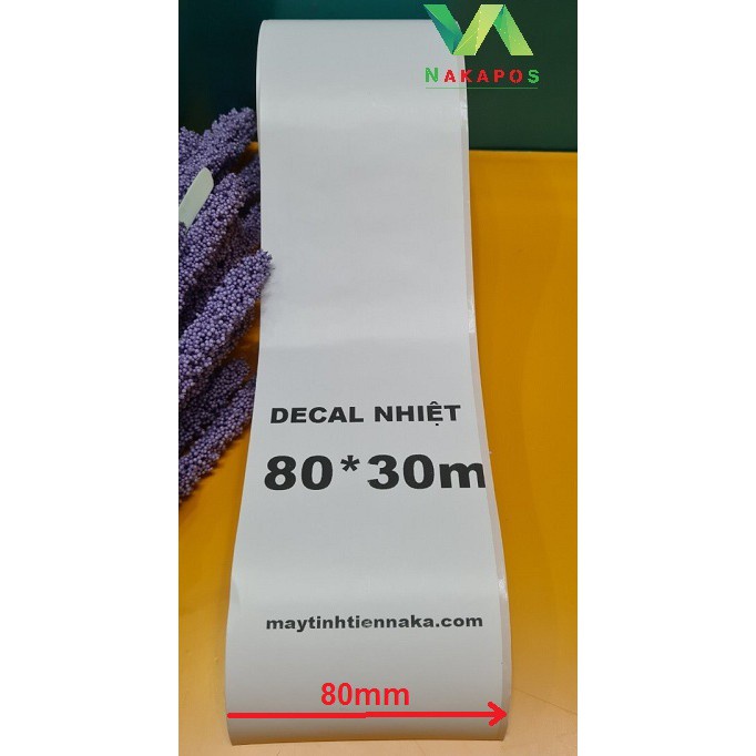 Giấy In Bill k80  30 mét- Giấy In Nhiệt K80 có Keo Dán- decal k80 Liên Tục in đơn hàng,in hóa đơn