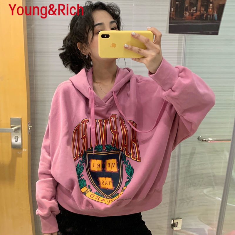 Y&R Áo Hoodie Mỏng Dáng Rộng Phong Cách Harajuku Hàn Quốc Thời Trang Xuân Thu Mới Cho Nữ