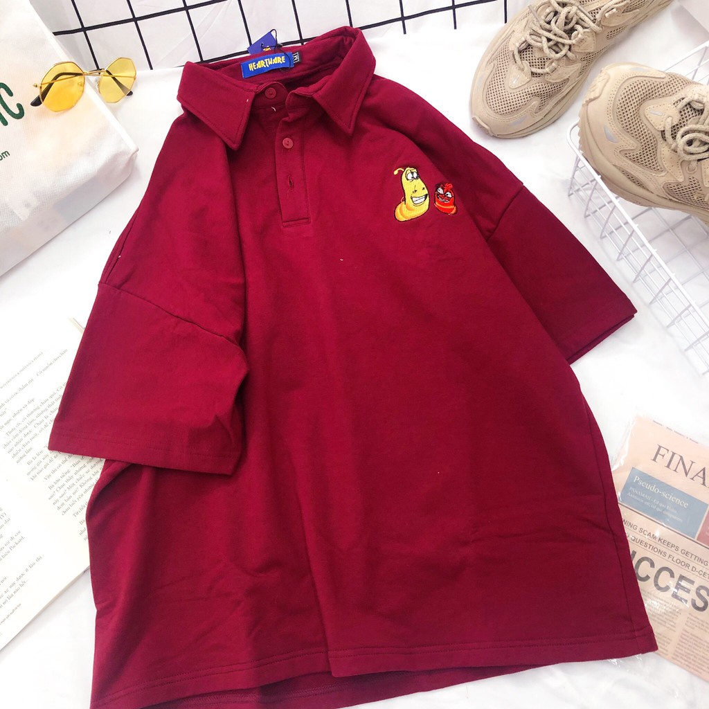 Áo Có Cổ Polo Form Rộng Chất Thun Mềm Mịn In Hình Ấu Trùng Larva Tinh Nghịch Phá Cách Phong Cách TTQ0244