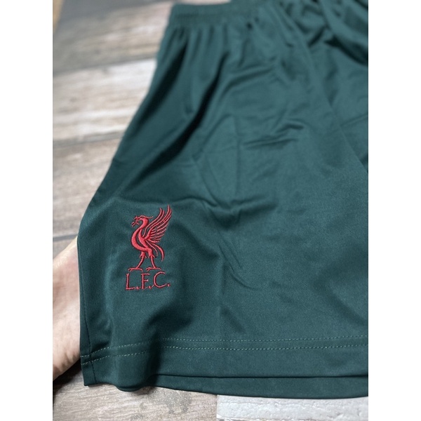 Set Bộ quần áo thể thao bóng đá nam nữ vải thun thái clb liverpool màu xanh rêu 2022 2023