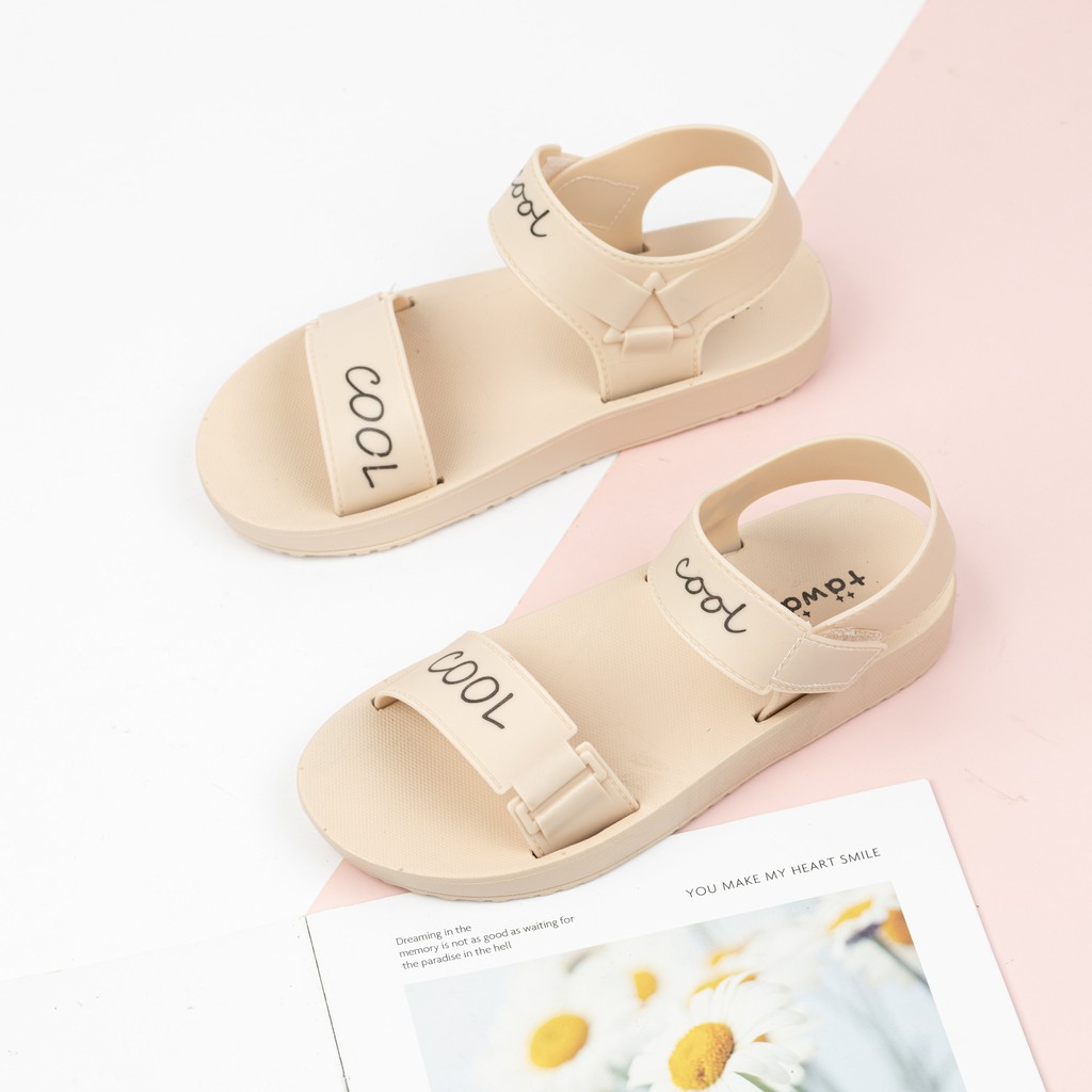 GIÀY SANDAL NỮ MWC - SANDAL QUAI NGANG THỜI TRANG - SANDAL PHỐI CHỮ CAO SU DẺO - NUSD- 2833