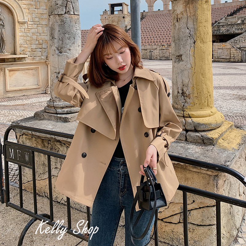 Áo Mangto Kaki JLOVE Nữ 🌸 Áo khoác blazers dáng ngắn cổ vest màu đen, be bánh bèo tiểu thư Ulzzang Hàn Quốc SIÊU HOT 🌸