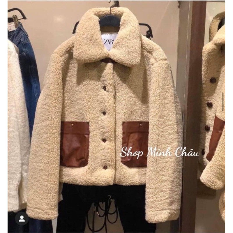 Áo khoác lông pha da Zarrraa dư sịn