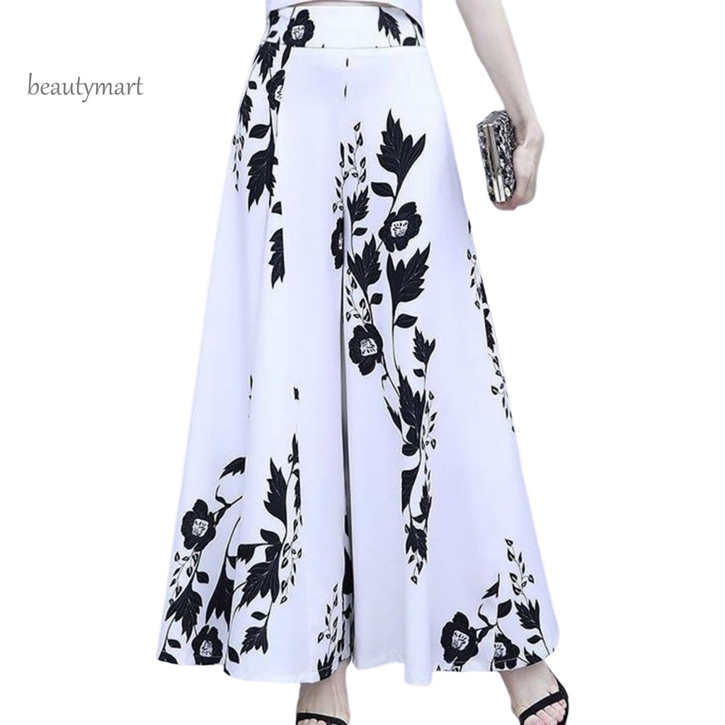 Beautymartm1 Quần Giả Váy Ống Rộng Lưng Cao Size Lớn Chất Liệu Polyester Thời Trang Mùa Hè