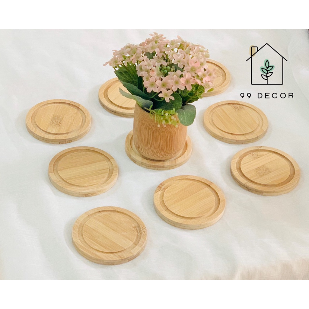 Lót Ly - Cốc Gỗ Tre Ép Hình Tròn D9cm Phụ Kiện Trang Trí Bàn Ăn