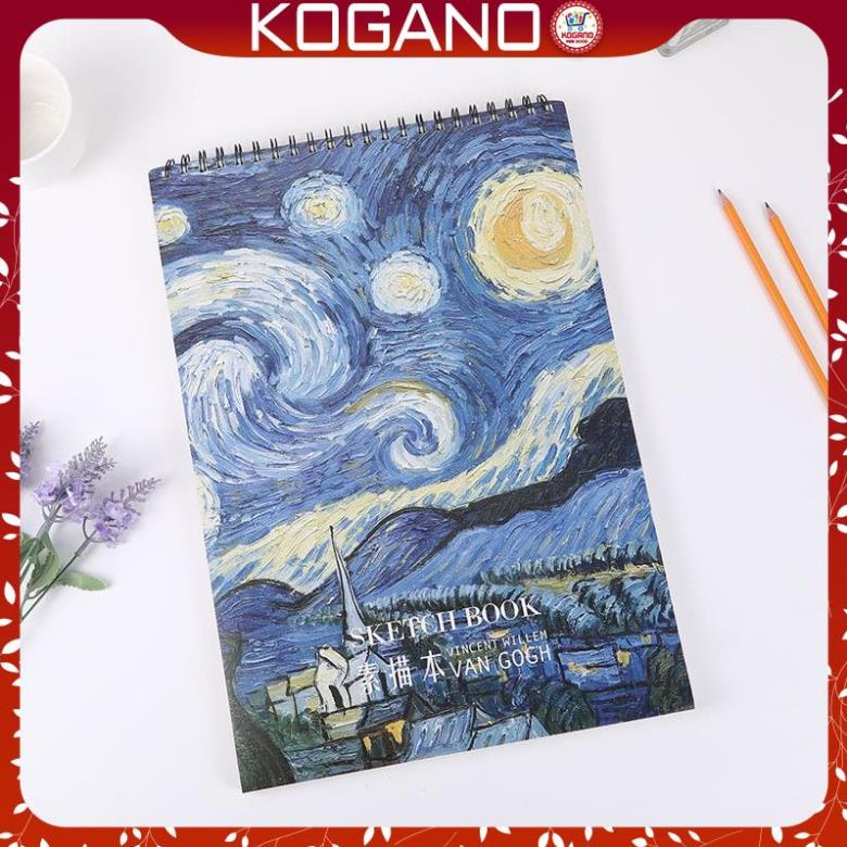 Sketchbook KOLANO sổ vẽ phác thảo, ký họa 100 trang A4, A5 gáy xoắn bìa họa tiết 160g SN-001381