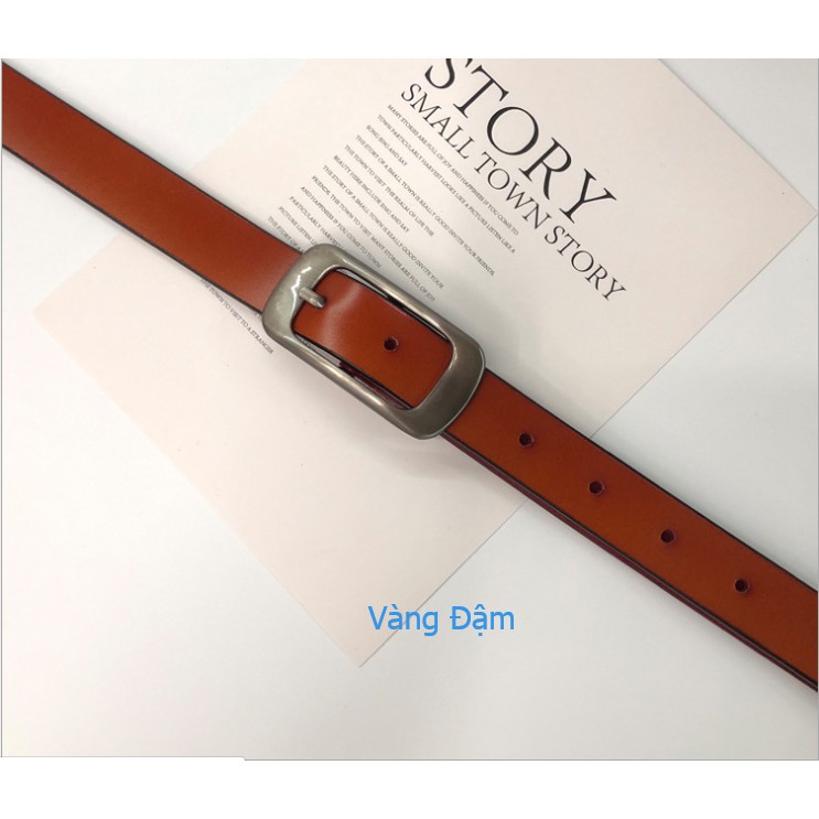 [Hot] Thắt lưng, dây lưng thời trang Hàn Quốc nữ bản 2.3cm, da thật, khóa kim lật mạ bóng mờ