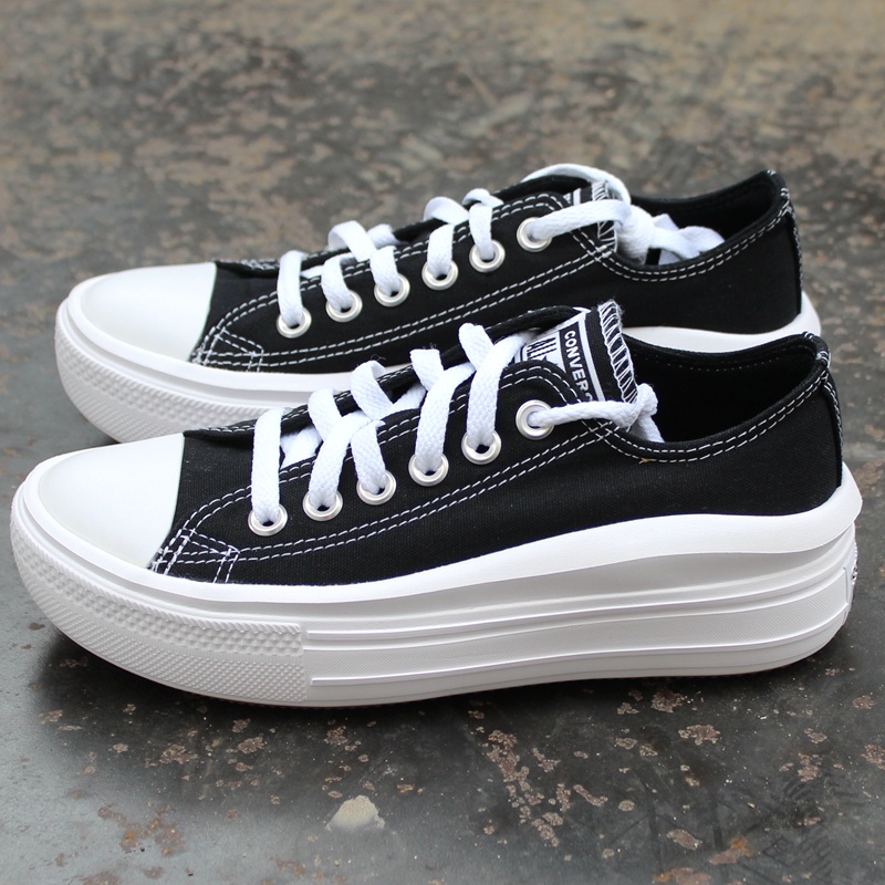 Giày Thể Thao Converse Chuck Taylor All Star Move Đế Thấp Màu Trắng Đen