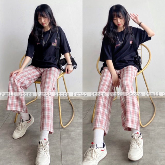 Quần ống rộng Culottes kẻ Caro suông dài (ảnh thật camera thường cuối cùng) | BigBuy360 - bigbuy360.vn