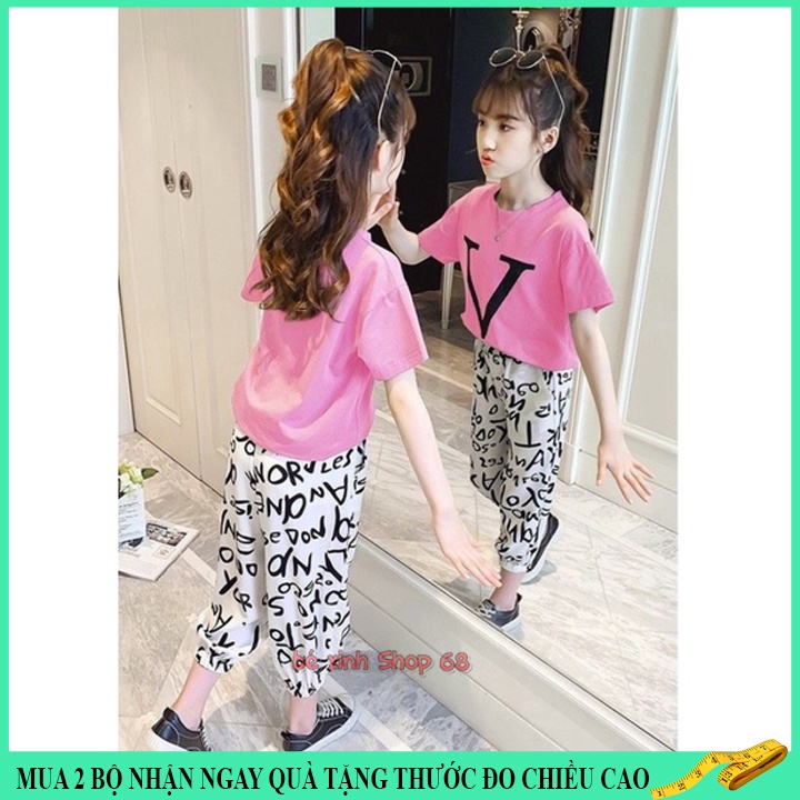 Quần áo bé gái từ 15-45kg, đồ bộ bé gái 4-14 tuổi VTOK cực kì nữ tính, quần áo trẻ em mùa hè thoáng mát,hàng may kĩ