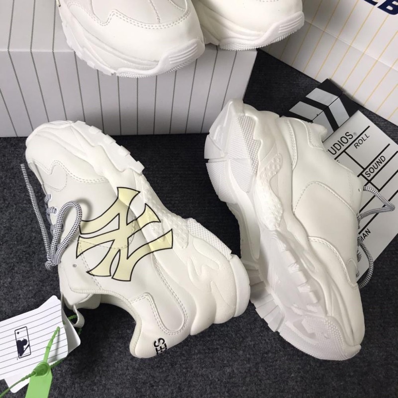 Giày sneaker MLb NY vàng, Giày Thể Thao Mlb NY đế cao hot trend 2021 full size (36-43)