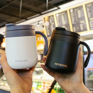 Cốc Giữ Nhiệt Đựng CAFE Có Tay Cầm Chất Liệu Inox 304 Cao Cấp Kiểu Dáng Hàn Quốc