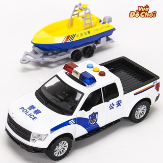 Bộ Đồ Chơi Xe Cảnh Sát Đà Kéo Theo Thuyền