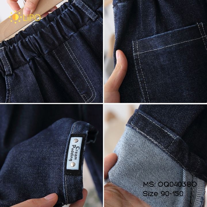 Quần jeans cao cấp cho bé trai Quần jeans/bò trẻ em xanh đậm đi học đi chơi cực chất size 90-150- OQ040