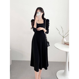 ĐẦM MIDI NHUNG CỔ VUÔNG