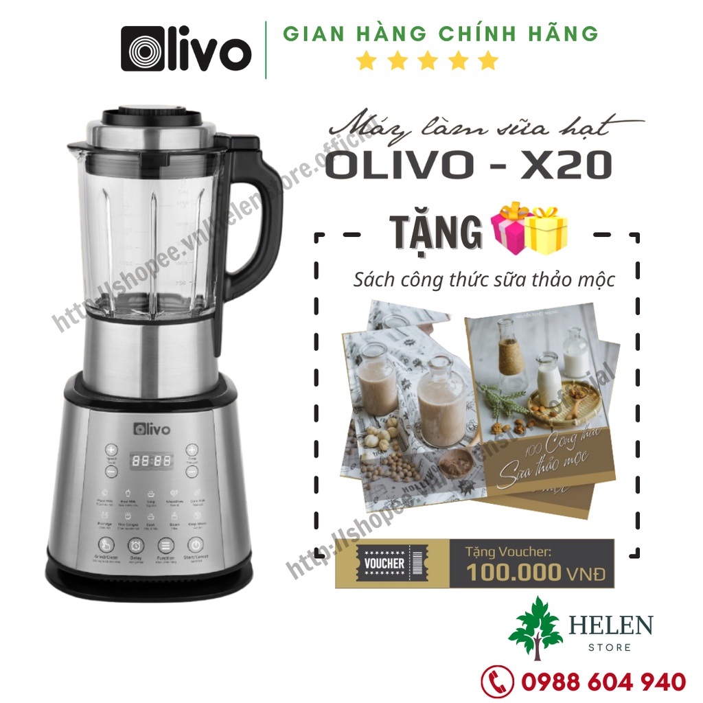 Máy Làm Sữa Hạt OLIVO X20 1800W Chính hãng - BH 24 tháng Máy Xay Sinh Tố, Làm Sữa Hạt Siêu Mịn Thương Hiệu Mỹ