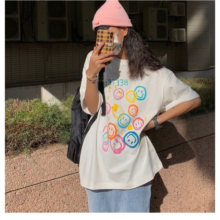 Áo thun tay lỡ unisex mặt cười Beeterno