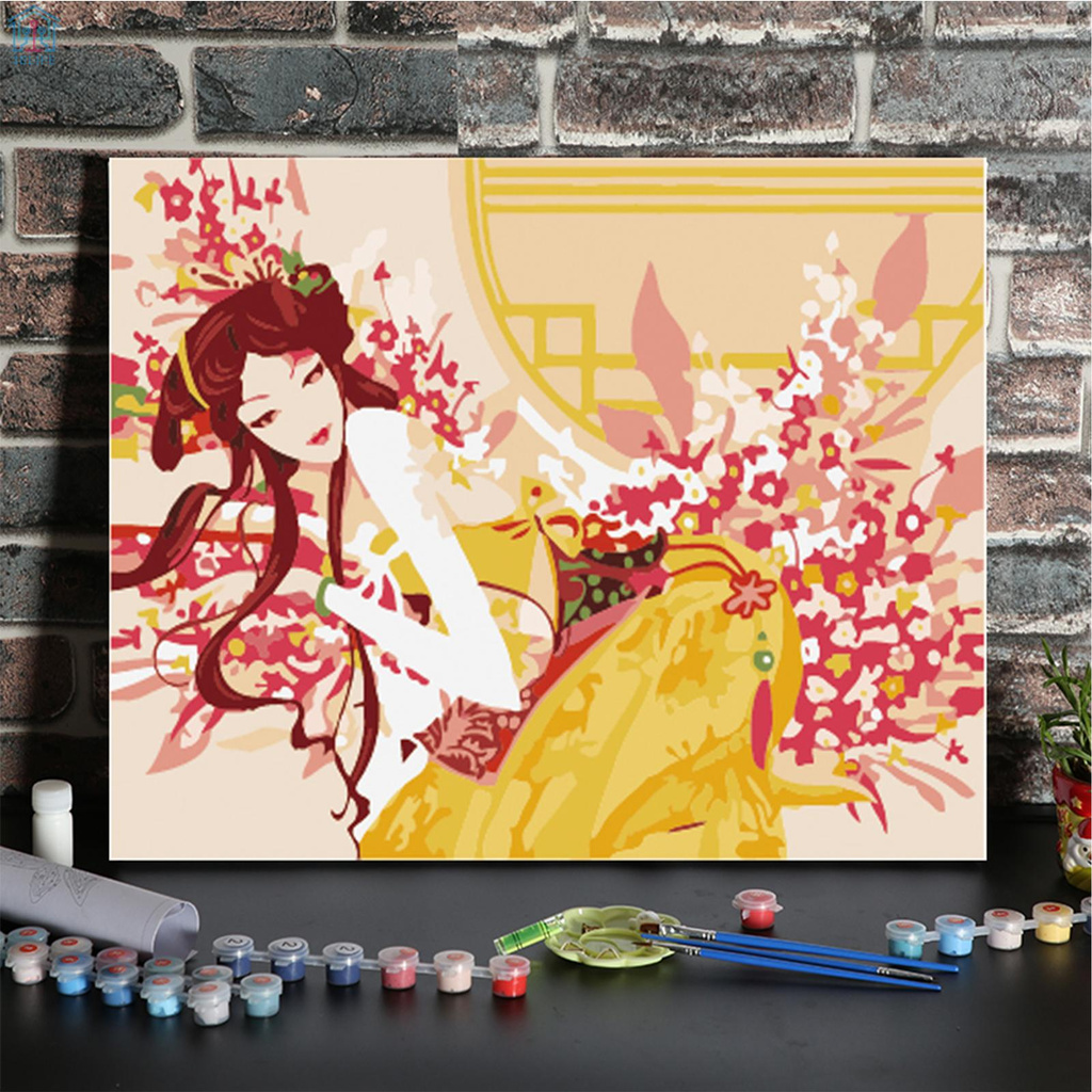 Bộ Tranh Sơn Dầu Vải Canvas 16x20 Inch Tự Vẽ Hình Hoa Mùa Xuân Không Có Khung Trang Trí Nhà Cửa