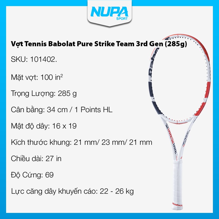 Vợt Tennis Babolat Pure Strike Team  | Nupa Sport