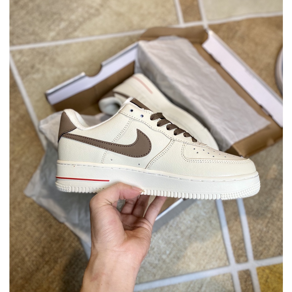 Giày Nike_Air Force 1 Vệt Nâu Cổ Thấp Thể Thao Nữ Nam Giày Sneaker AF1 Trắng Đế Cao Đi Học Giá Rẻ Full Box G09