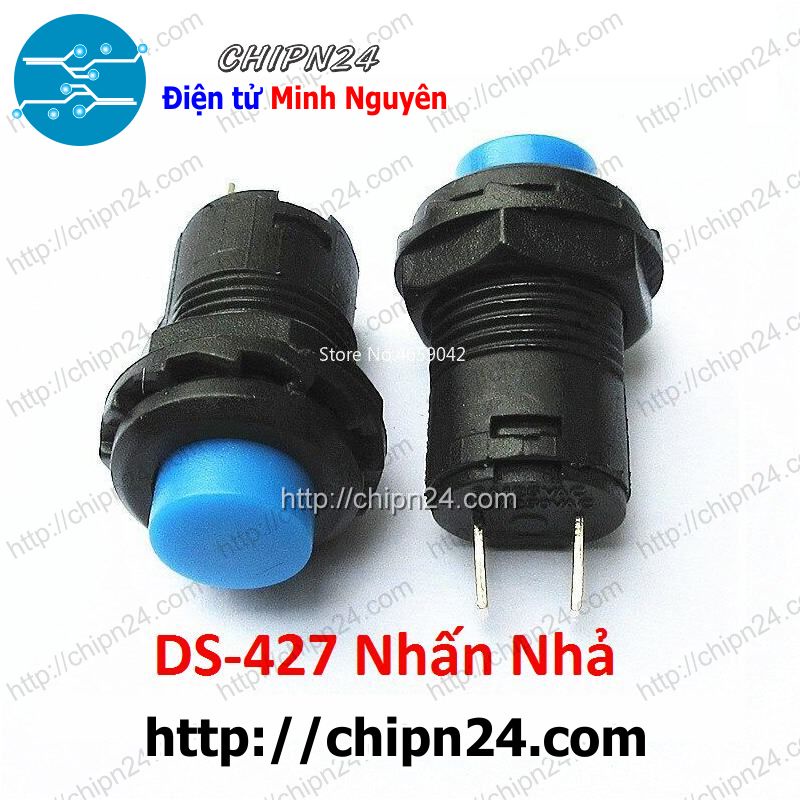[2 CÁI] (G13) Nút nhấn Nhả DS-427 Xanh Dương (Đường kính 12MM)