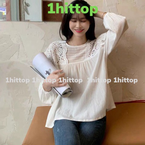 [1hittop] áo babydoll tiểu thư A259 bèo ren vai quảng châu Thời trang Xmin