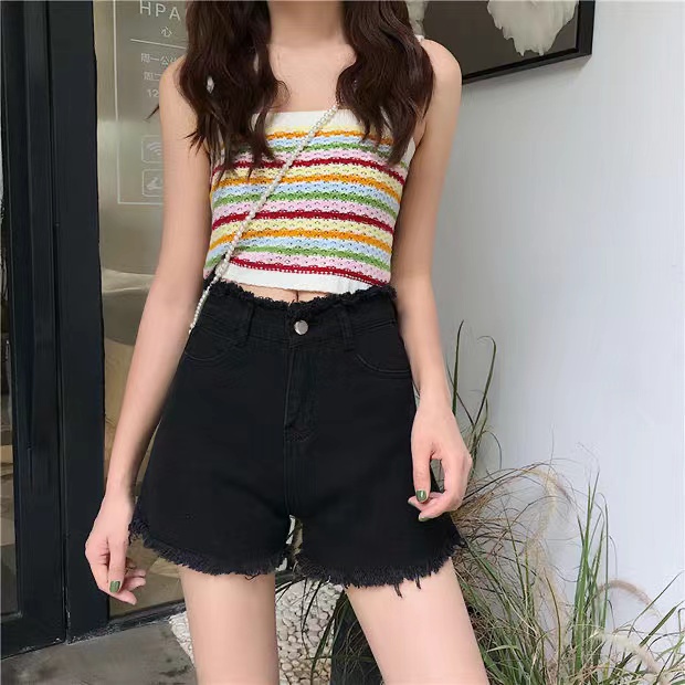 Quần Short Denim Ống Rộng Lưng Cao Thời Trang Mùa Hè Hàn Quốc Dành Cho Nữ