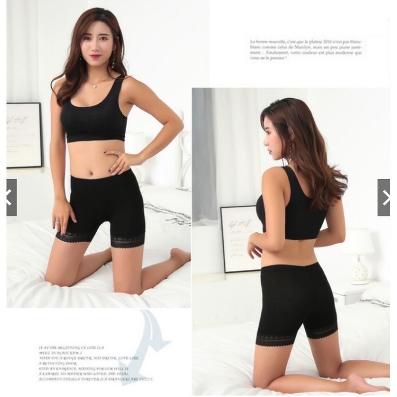 Quần mặc trong váy phối ren - Quần mặc váy cotton thông thoáng loại 1