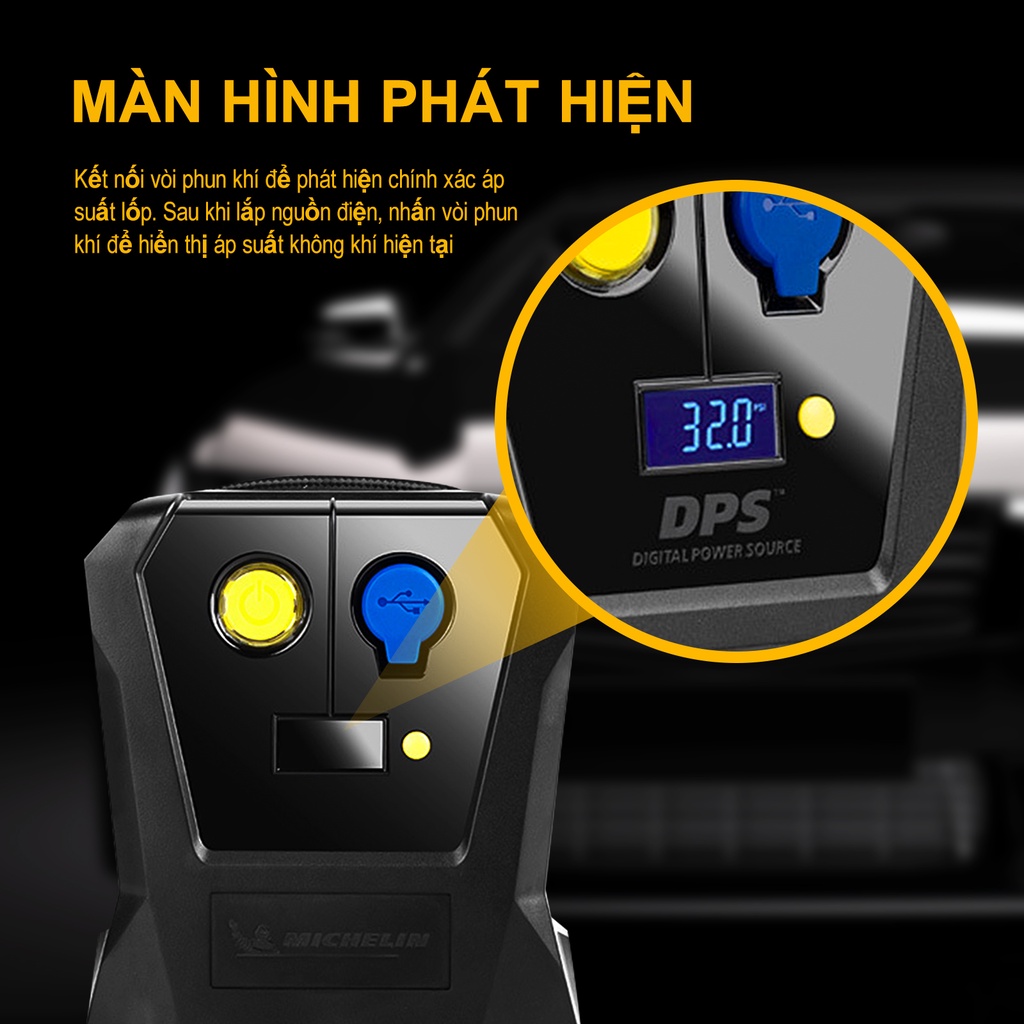 Máy Bơm Lốp Ô tô Michelin Cao Cấp Đa Năng Tự Ngắt 12v xe hơi Cho Xe Hơi từ 4 đến 16 chỗ，xe máy máy bơm lốp