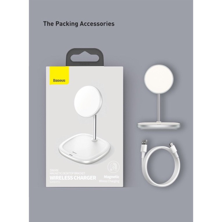 Đế giữ điện thoại tích hợp sạc nhanh không dây Baseus Swan Magnetic iPhone 12 series