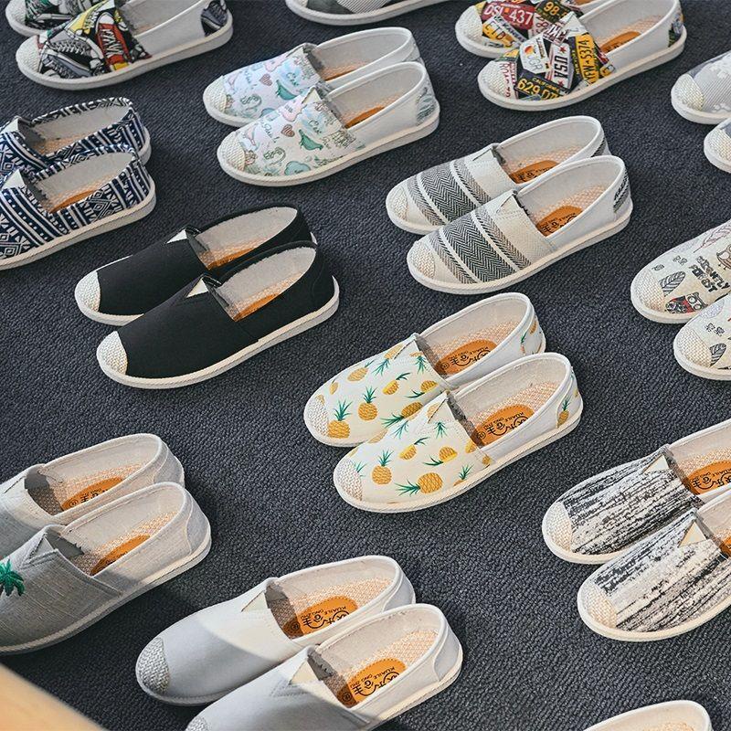 Giày Lười Vải Canvas Đế Bằng Thoáng Khí Mẫu Mới Năm 2021 Thời Trang Xuân Thu Cho Nữ