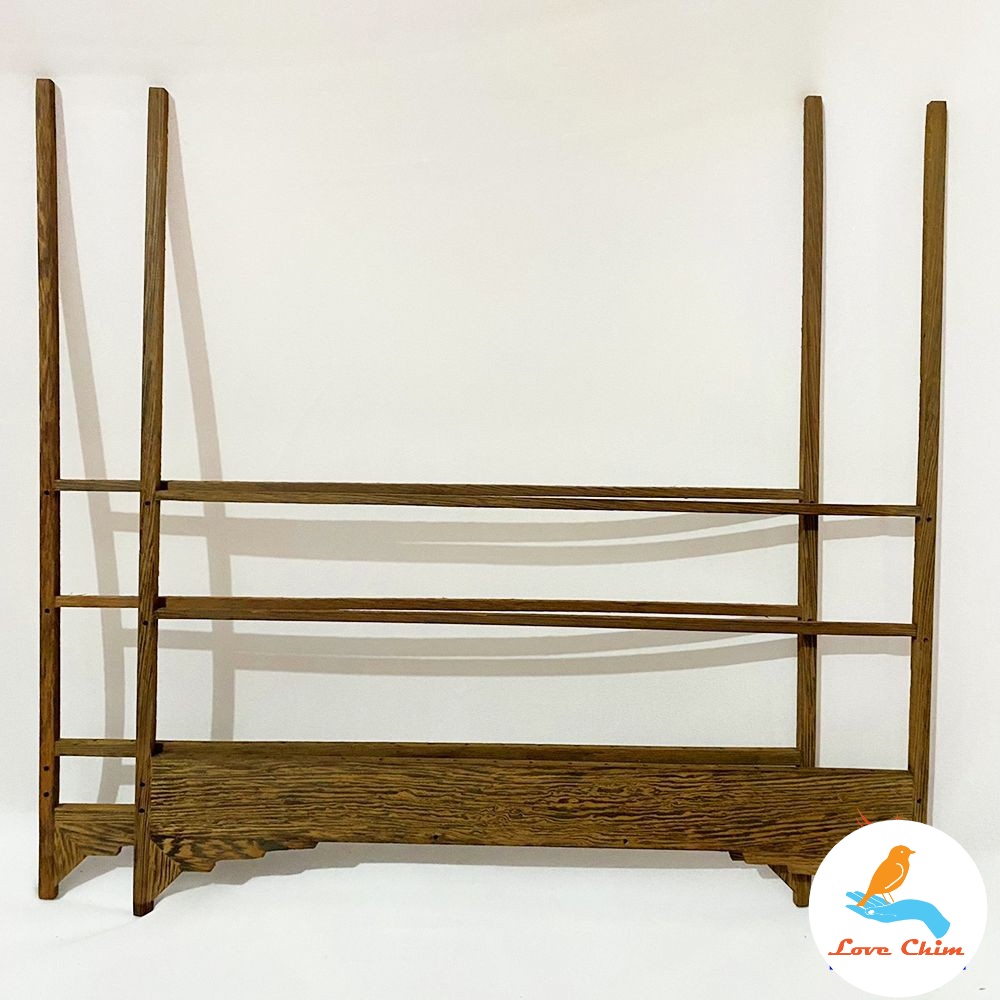 Khung lồng vuông gỗ đen chim chào mào dễ dàng lắp đặt hàng loại 1 kèm móc, Lồng chim Chào Mào vuông gỗ đen LOVECHIM