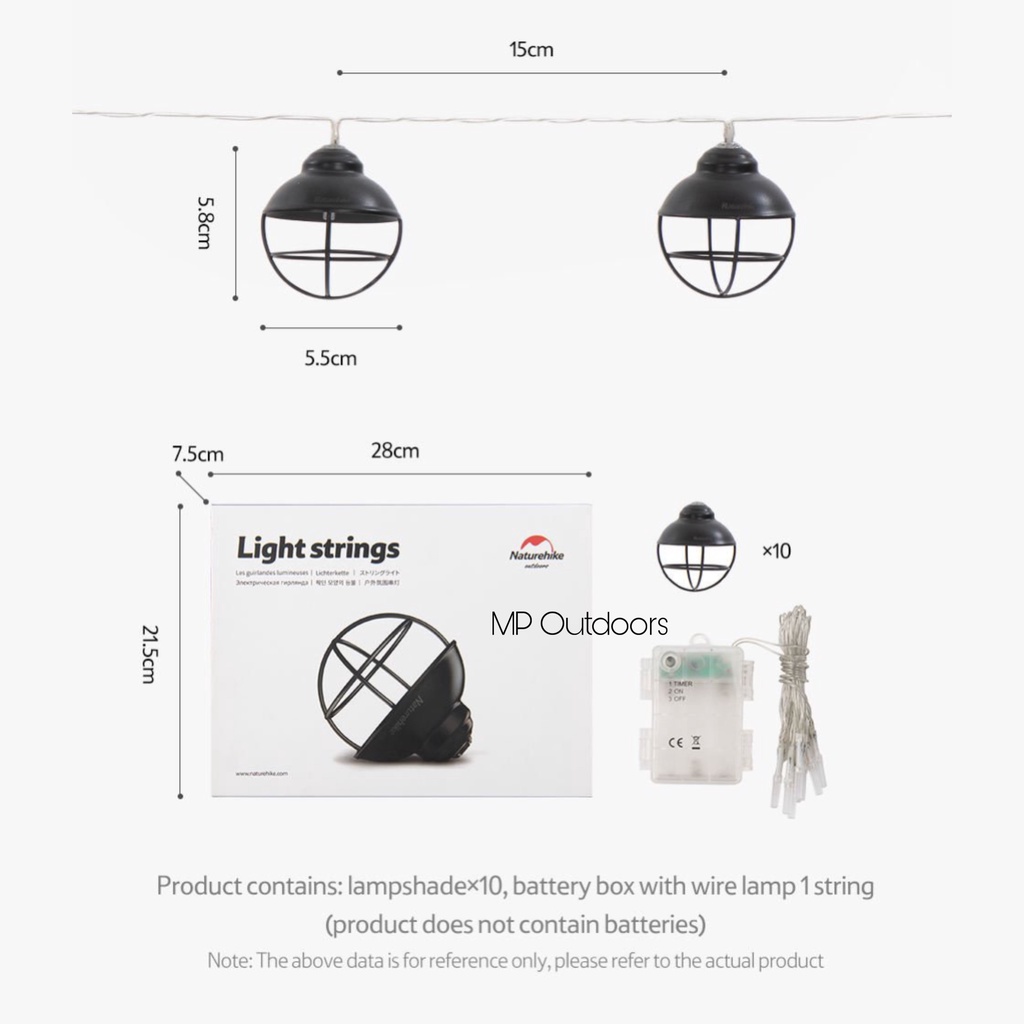 ĐÈN DÂY TRANG TRÍ LỀU NH21ZM001 NATUREHIKE DU LỊCH DÃ NGOẠI CẮM TRẠI CAMPING OUTDOOR CÂU CÁ LEO NÚI