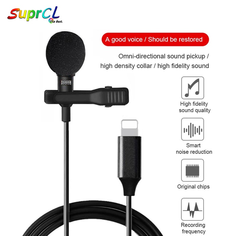 Micro lavalier nhỏ gọn chuyên nghiệp thích hợp cho iPhone XS XR X/11/11 Pro/12/12 Pro Max/8/8 Plus
