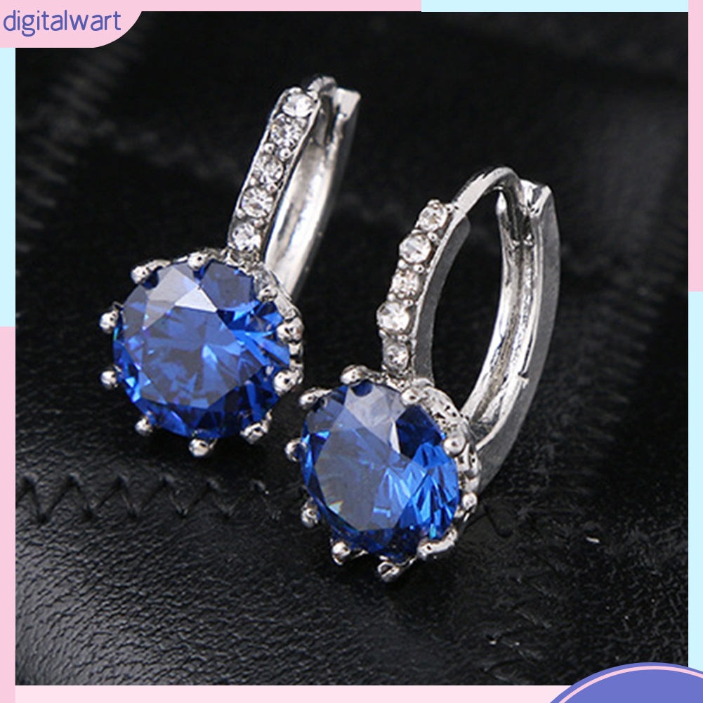 Khuyên tai tròn đính đá Zirconia thời trang cho nữ