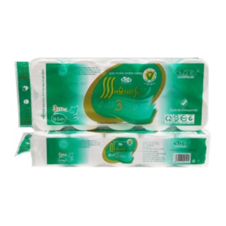 Giấy vệ sinh Hà Nội xanh 3 lớp 10 cuộn không lõi